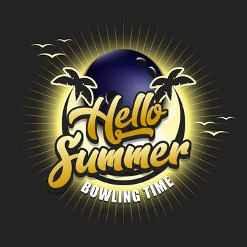 Hello summer. Bowling time 스톡 일러스트
