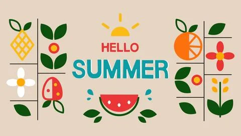 Hello summer bright modern background for banner design Stock Illustration