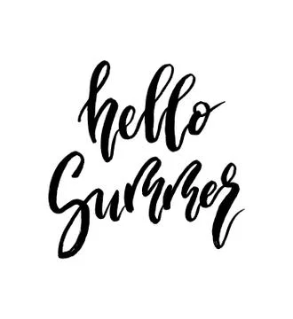 Hello Summer brush lettering. Stock Illustration