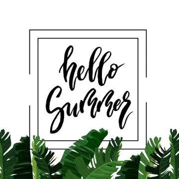 Hello Summer brush lettering. Stock Illustration