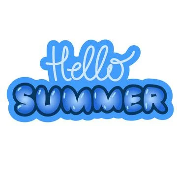 Hello summer. Bubble pop art comic doodle style. Stock Illustration