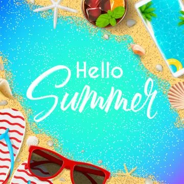 Hello Summer card template Stock Illustration