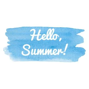Hello Summer card vector illustration hand drawn icon, calligraphy, typograph Stock Illustration
