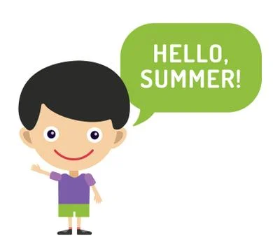 Hello Summer cartoon boy with hands up vector illustration Stock-Illustration