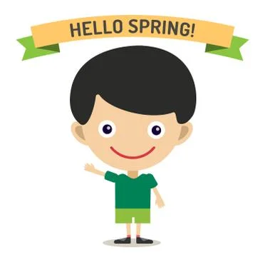 Hello Summer cartoon boy with hands up vector illustration Stock-Illustration