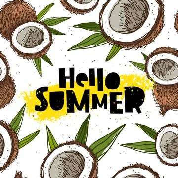 Hello summer. Coconut paradise Illustrazione stock