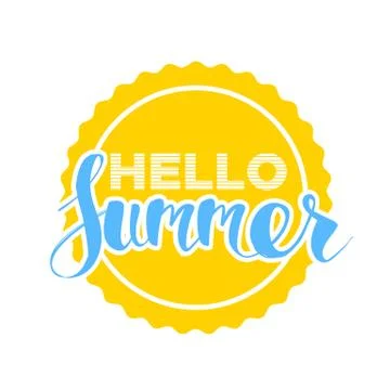 Hello Summer on color circle. Stock Illustration