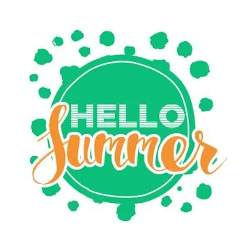 Hello Summer on color circle. Stock Illustration