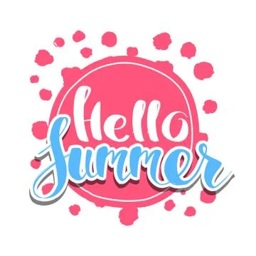Hello Summer on color circle. Stock Illustration