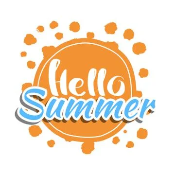 Hello Summer on color circle. Stock Illustration