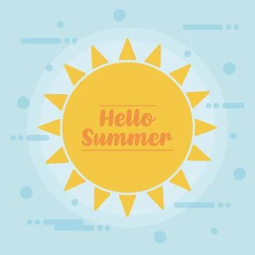 Hello Summer with colorful beach elements Illustrazione stock