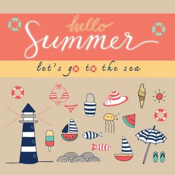 Hello summer colorful Stock Illustration