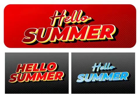 Hello summer colorful text with vibrant summer background Stock Illustration
