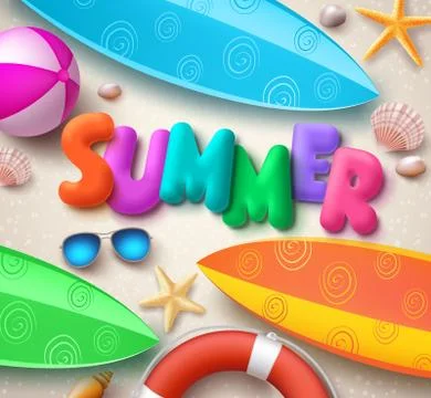 Hello summer colorful vector text in banner design Illustrazione stock