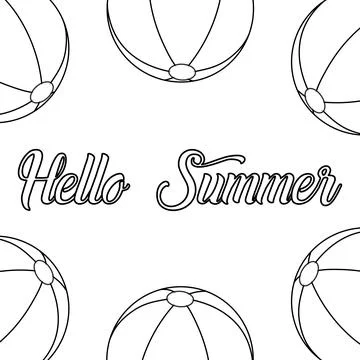 Hello Summer Coloring Page イラスト素材