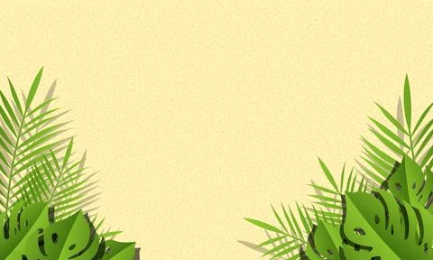 Hello Summer concept background design abstract illustration with exotic leaves Stock Illustration