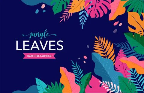 Hello Summer concept design, summer panorama, abstract illustration with jungle Stock Illustration