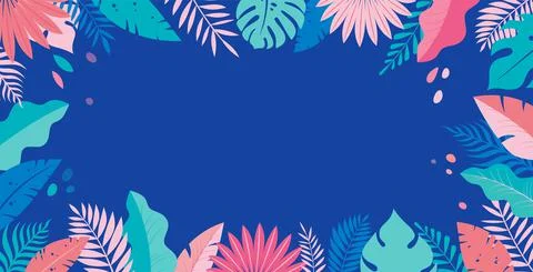 Hello Summer concept design, summer panorama, abstract illustration with jungle Stock Illustration
