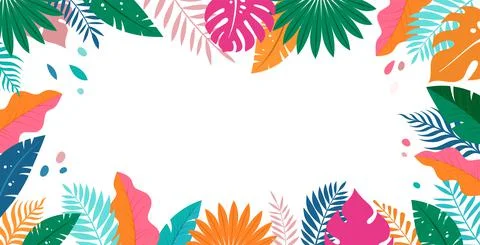 Hello Summer concept design, summer panorama, abstract illustration with jungle Stock Illustration