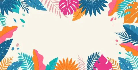 Hello Summer concept design, summer panorama, abstract illustration with jungle Stock Illustration