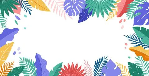 Hello Summer concept design, summer panorama, abstract illustration with jungle 스톡 일러스트