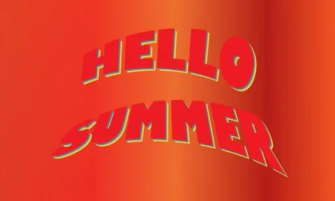 Hello Summer Creative 3D Typography on Red and Orange Gradient Background Stock Illustration