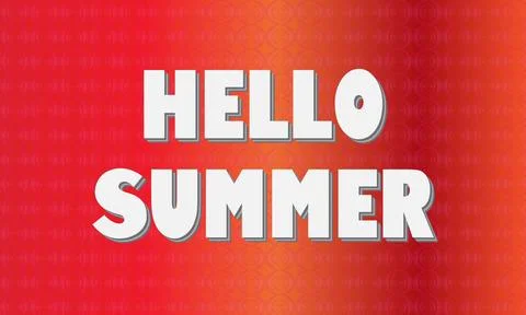 Hello Summer Creative 3D Typography on Red and Orange Decorative Background 스톡 일러스트