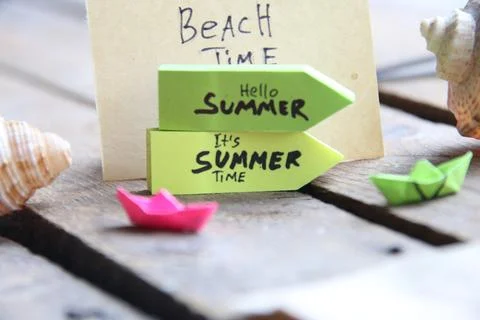 Hello summer creative concept. Background for Summer season. Stock Photos