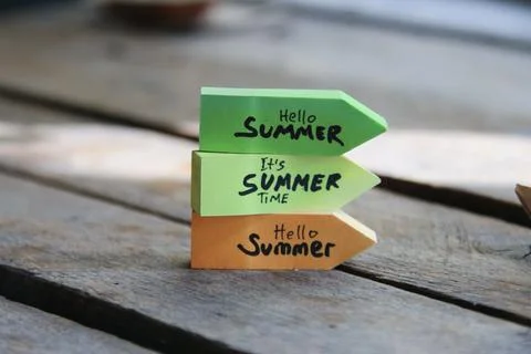 Hello summer creative concept. Background for Summer season. Stock Photos