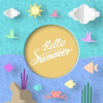 Hello Summer. Design Vector Illustrations. Illustrazione stock