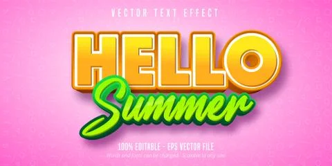 Hello summer editable text effect Stock Illustration