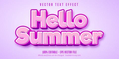 Hello summer editable text effect Stock Illustration