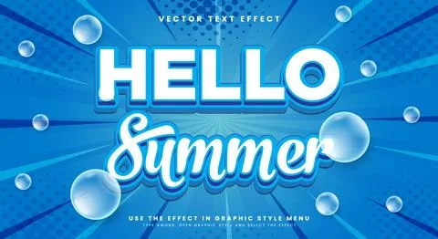 Hello Summer editable text effect Template Stock Illustration