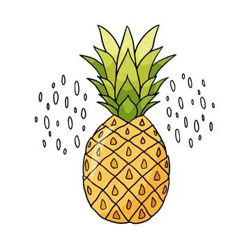 Hello summer elements from a tropical set with fruits, desserts, flowers . Illustrazione stock