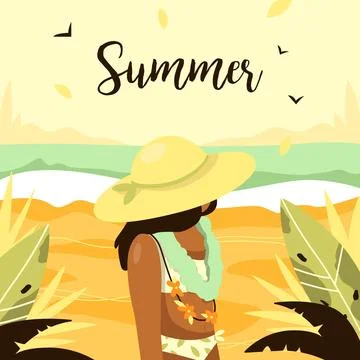 Hello summer in flat design Stock Illustration