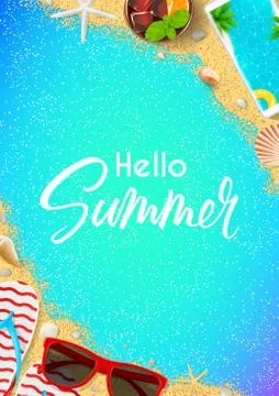 Hello Summer flyer template Stock Illustration