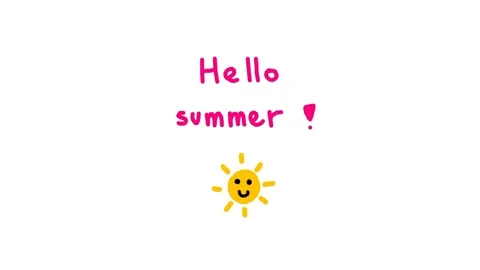 Hello summer, frame by frame hand drawn animation, text with sun. Stock Footage 155863857