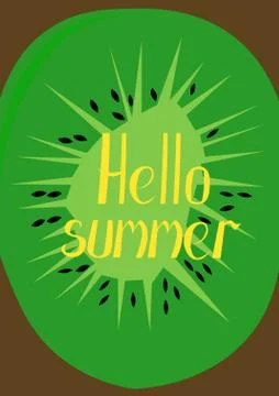 Hello summer. Fruit background. Vector greeting card, poster, invitation, fly Stock Illustration