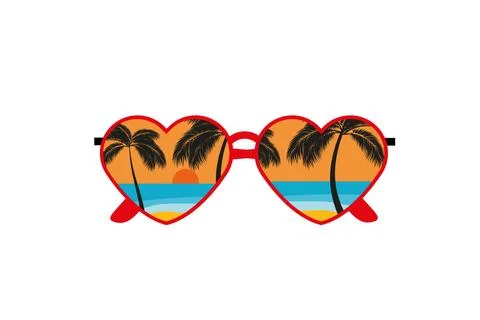 Hello summer fun background concept. Vector sunglass beach palm Stock Illustration
