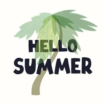 Hello Summer - fun hand drawn poster with lettering Stock Illustration