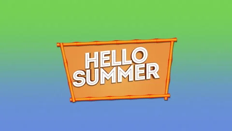 Hello Summer on gradient color Stock Footage 195800864