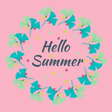 Hello summer green circle Stock Illustration