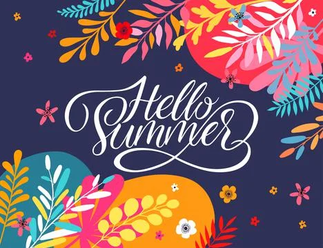 Hello summer greeting card Illustrazione stock