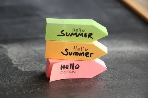 Hello summer greeting text. Its Summer time. Stock-Fotos