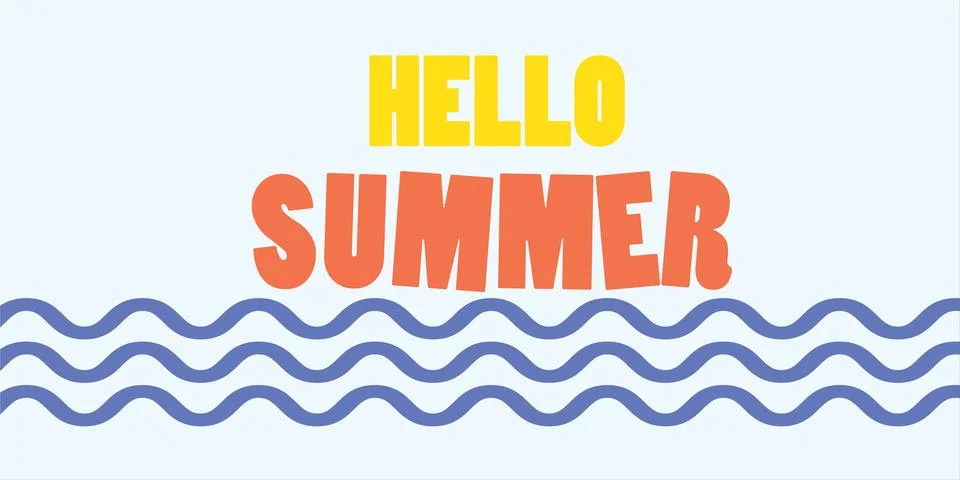 Hello Summer Greeting with Waves 스톡 일러스트