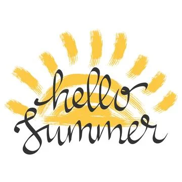 Hello Summer hand drawn brush lettering Illustrazione stock