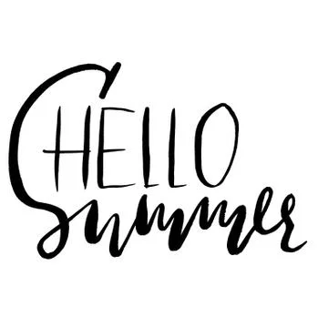 Hello summer hand drawn lettering isolated on white background for your design Stock Illustration