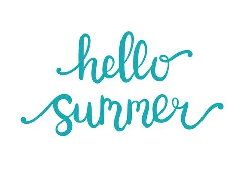 Hello summer hand drawn lettering, illustration Illustrazione stock