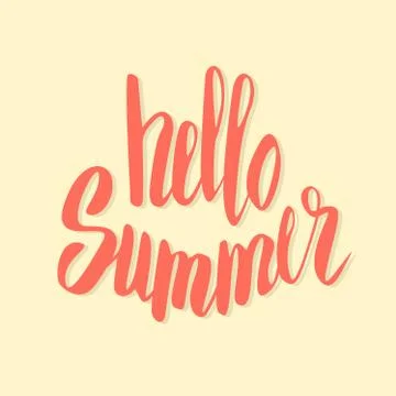 Hello Summer. Hand drawn typography. Vector illustration Stock Illustration
