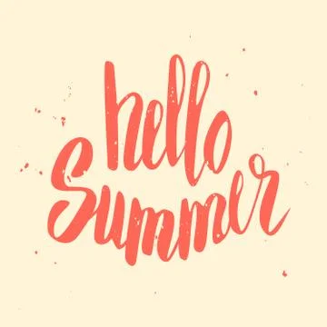 Hello Summer. Hand drawn typography. Vector illustration Stock Illustration